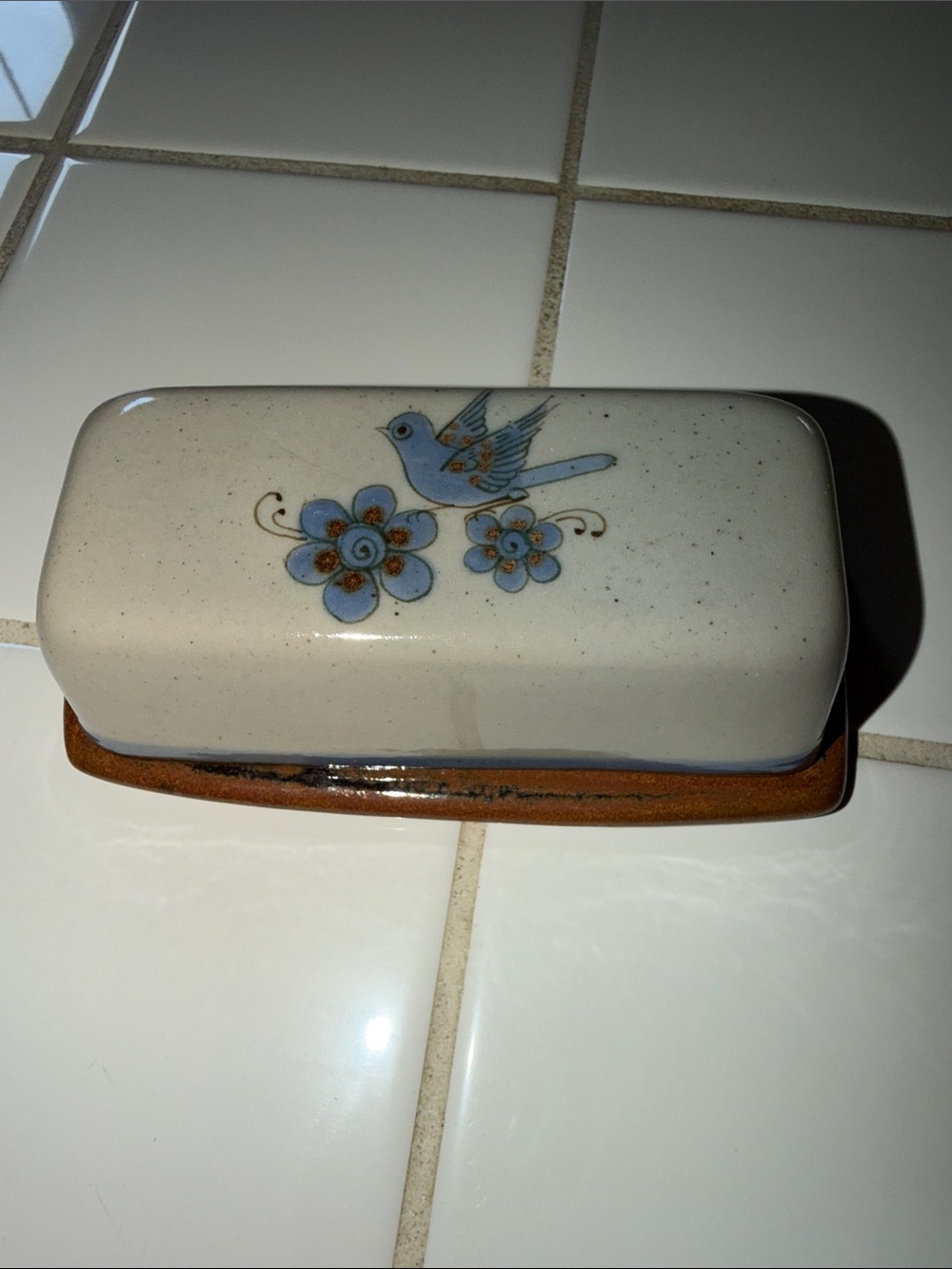 Ken Edwards Mexican TONALA POTTERY El Palomar BUTTER DISH  🐈‍⬛